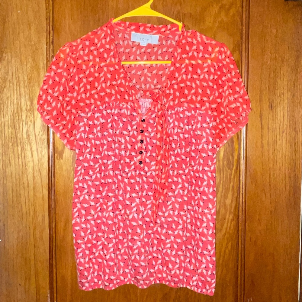Loft bird print summer blouse